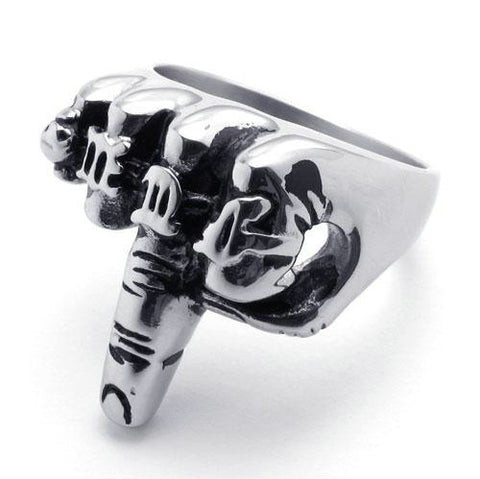 2017 NEW Titanium Stainless Steel Classic Silver middle finger Ring. BUY TODAY!!