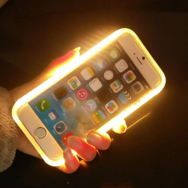 Light Up Selfie PC with Protective Back Cover for iPhone 7 Plus, 6, 6S, 5 ,5S, SE, Samsung Galaxy S6, S7 & edge