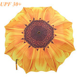 Three-folding Color Coating 3D Flower Print Sunny and Rainy Umbrella, Anti UV