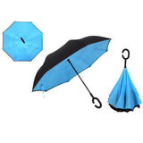 Windproof Reverse Folding Double Layer Inverted Chuva Umbrella, Self Standing