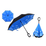Windproof Reverse Folding Double Layer Inverted Chuva Umbrella, Self Standing