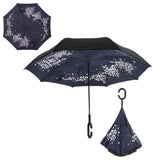 Windproof Reverse Folding Double Layer Inverted Chuva Umbrella, Self Standing