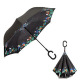 Windproof Reverse Folding Double Layer Inverted Chuva Umbrella, Self Standing