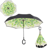 Windproof Reverse Folding Double Layer Inverted Chuva Umbrella, Self Standing