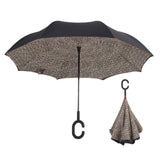 Windproof Reverse Folding Double Layer Inverted Chuva Umbrella, Self Standing