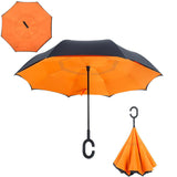 Windproof Reverse Folding Double Layer Inverted Chuva Umbrella, Self Standing