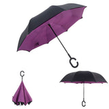 Windproof Reverse Folding Double Layer Inverted Chuva Umbrella, Self Standing