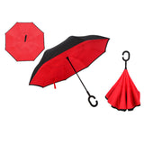 Windproof Reverse Folding Double Layer Inverted Chuva Umbrella, Self Standing