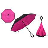 Windproof Reverse Folding Double Layer Inverted Chuva Umbrella, Self Standing
