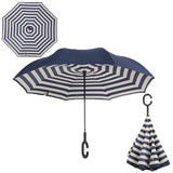 Windproof Reverse Folding Double Layer Inverted Chuva Umbrella, Self Standing