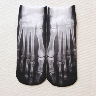 New 3D Printed Cotton Skeleton Low Cut Ankle Socks. Best Seller!!