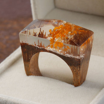 BEAUTIFUL Doreen Beads Resin Secret Ethereal Blossom Flower Wood Ring. GET YOURS TODAY!!