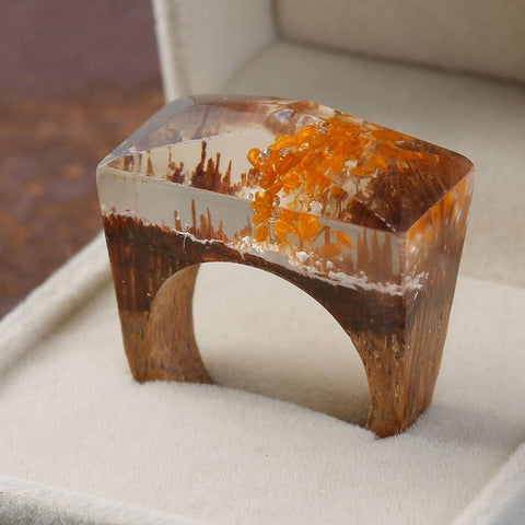 BEAUTIFUL Doreen Beads Resin Secret Ethereal Blossom Flower Wood Ring. GET YOURS TODAY!!