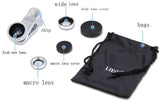 Fisheye Lens 3 in 1 mobile phone lenses fish eye +wide angle +macro camera lens for iphone 7 6s plus 5s/5 xiaomi huawei samsung