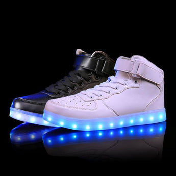 wholesale led men shoes luminous neon basket casual homme shoes high glowing with Usb charge light up simulation sole for adults