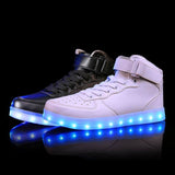 wholesale led men shoes luminous neon basket casual homme shoes high glowing with Usb charge light up simulation sole for adults