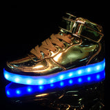 wholesale led men shoes luminous neon basket casual homme shoes high glowing with Usb charge light up simulation sole for adults