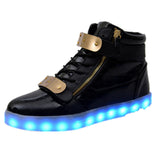 wholesale led men shoes luminous neon basket casual homme shoes high glowing with Usb charge light up simulation sole for adults