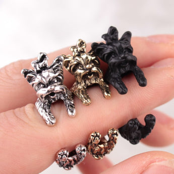 New Arrival Vintage West Highland Yorky Terrier Rings Streched Animal Yorkshire Puppy Dog Rings for Women